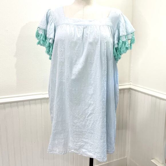 STS Sail to Sable Plus Size XXL Shift Dress Tassel Ruffle Sleeve Lined Beachy - Picture 12 of 12